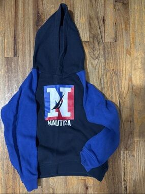 Nautica Black & Royal Blue Logo Pullover Hoodie